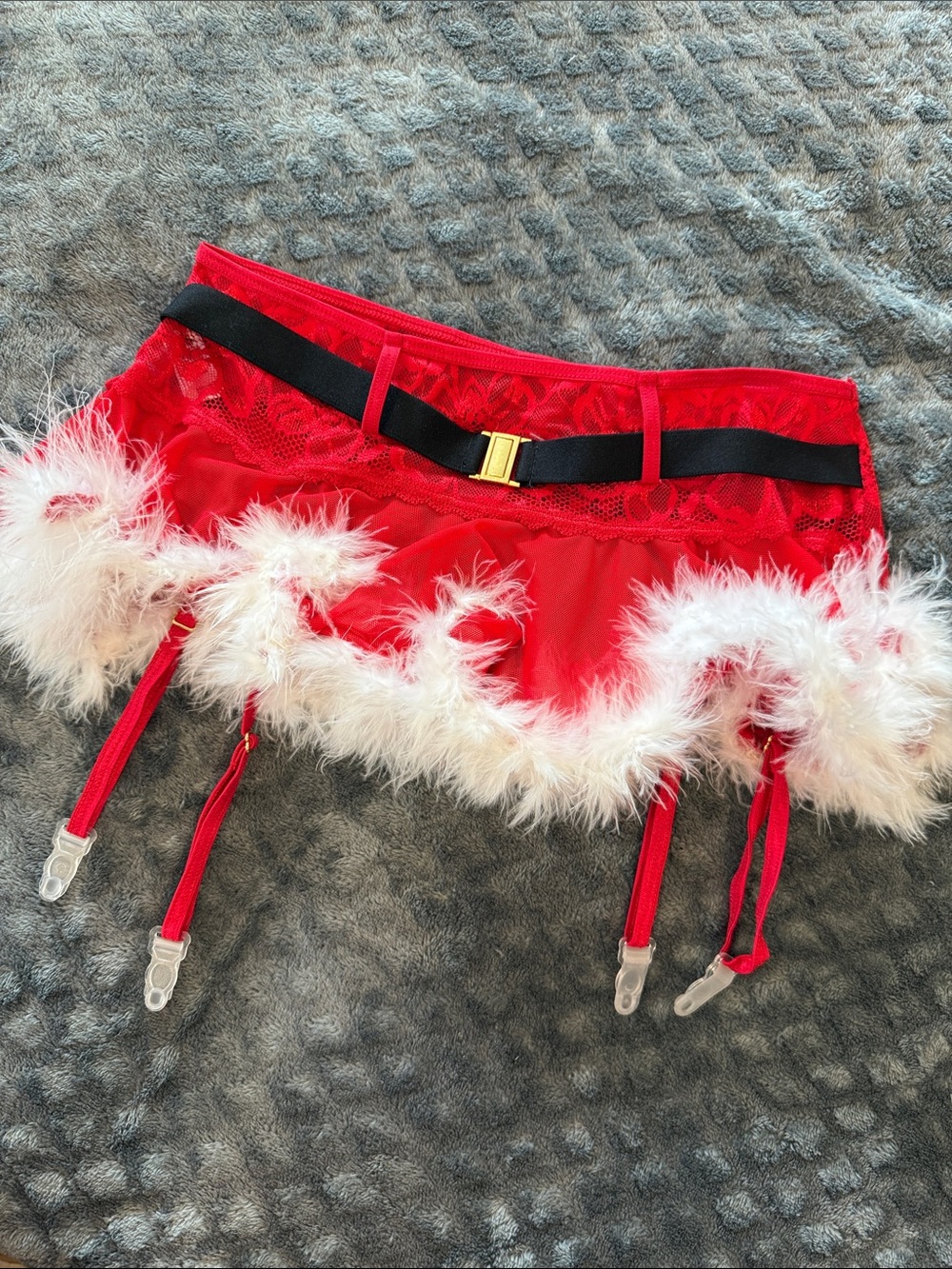 Red Faux-Fur Trim Holiday Garter Belt